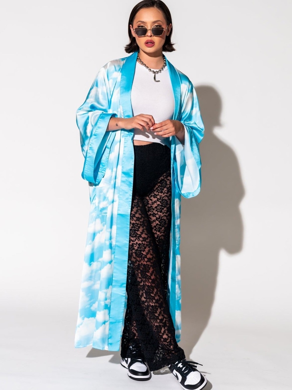 New! Dressed in LALA Good Karma Kimono in Cloud Nine - L/XL